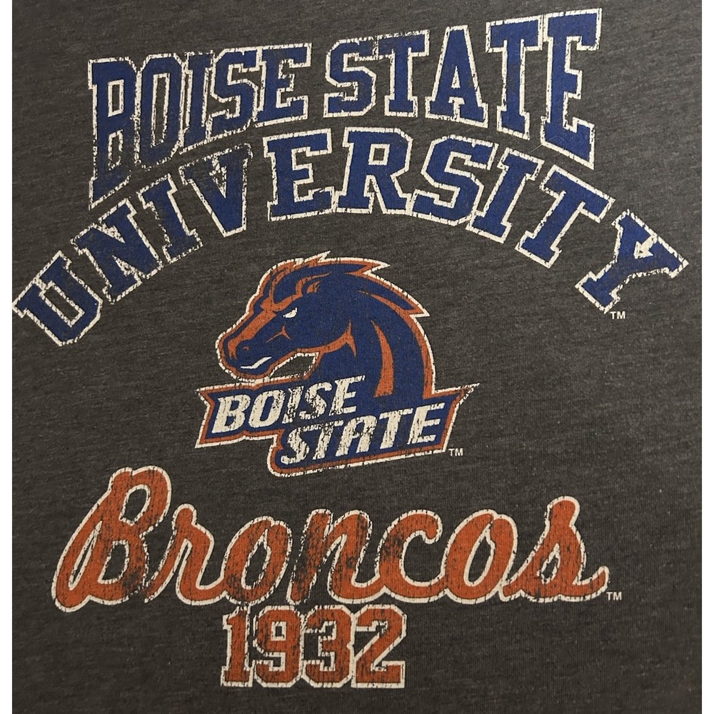 Boise State University Broncos Men's Extra Large Gray Buster Bronco Logo T-Shirt - Picture 2 of 6